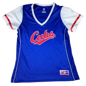 Majestic Chicago Cubs Royal Blue Baseball Jersey XXL Womens V-Neck Short Sleeve